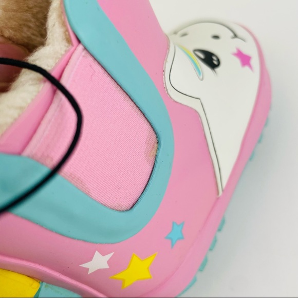 Lily and Dan Children’s Fur Lined Pink Unicorn Rain Boots Toddler’s Size 7/8 - Picture 10 of 12